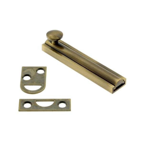 IDH Brass 11044-003: 4" Classic Solid Brass Surface Bolt - Polished Brass