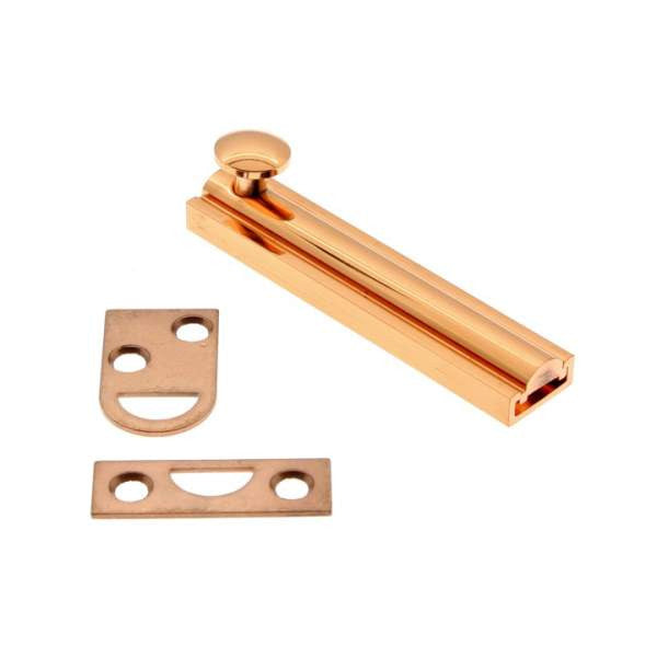 IDH Brass 11044-008: 4" Classic Solid Brass Surface Bolt - Bright Copper
