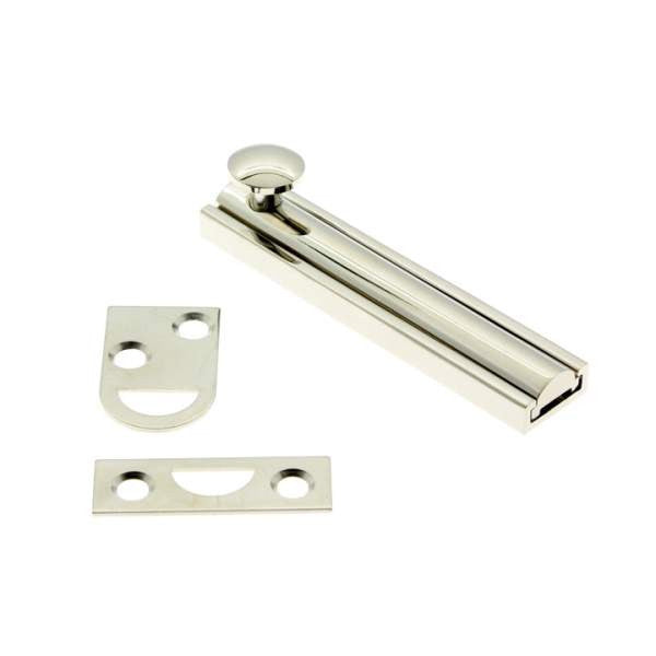IDH Brass 11044-014: 4" Classic Solid Brass Surface Bolt - Bright Nickel