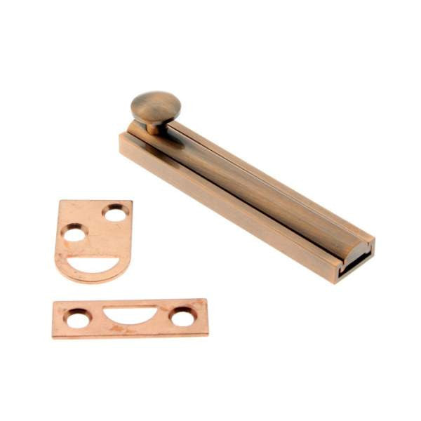 IDH Brass 11046-08A: 6" Classic Solid Brass Surface Bolt - Antique Copper