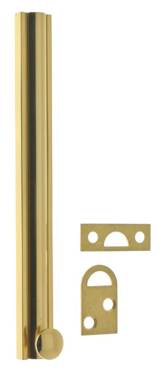IDH Brass 11066-3NL: 8" Classic Surface Bolt - Polished Brass No Lacquer