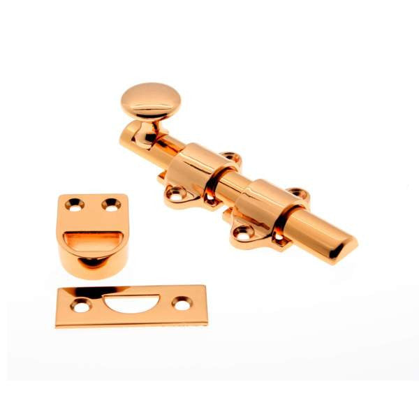 IDH Brass 11270-008: 4-1/4" Solid Brass Dutch Door Bolt - Bright Copper