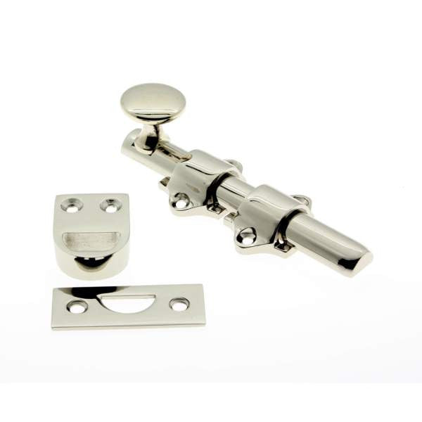 IDH Brass 11270-014: 4-1/4" Solid Brass Dutch Door Bolt - Bright Nickel