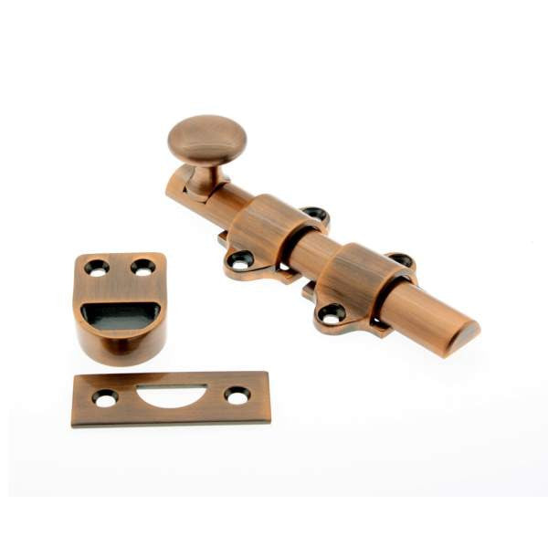 IDH Brass 11270-08A: 4-1/4" Solid Brass Dutch Door Bolt - Antique Copper