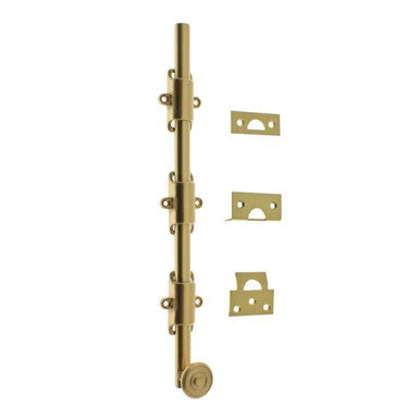 IDH Brass 11278S-004: 12" Solid Brass Surface Bolt w/Swirl Knob - Satin Brass