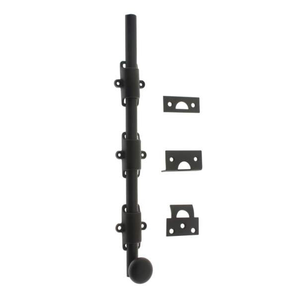 IDH Brass 11280-10B: 18" Surface Bolt w/Round Knob - Oil Rubbed Bronze