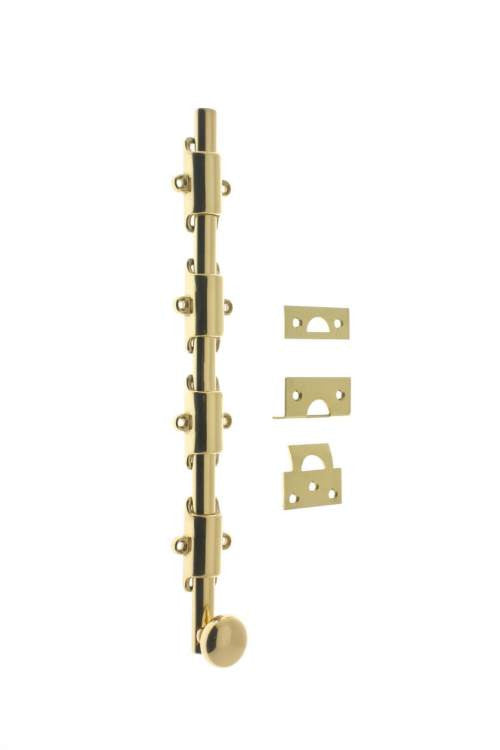 IDH Brass 11282-003: 24" Heavy Duty Surface Bolt w/Round Knob - Polished Brass