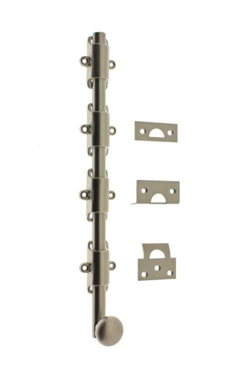 IDH Brass 11282-015: 24" Heavy Duty Surface Bolt w/Round Knob - Satin Nickel