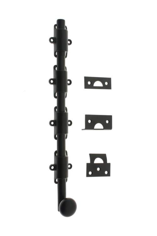 IDH Brass 11282-019: 24" Heavy Duty Surface Bolt w/Round Knob - Matte Black
