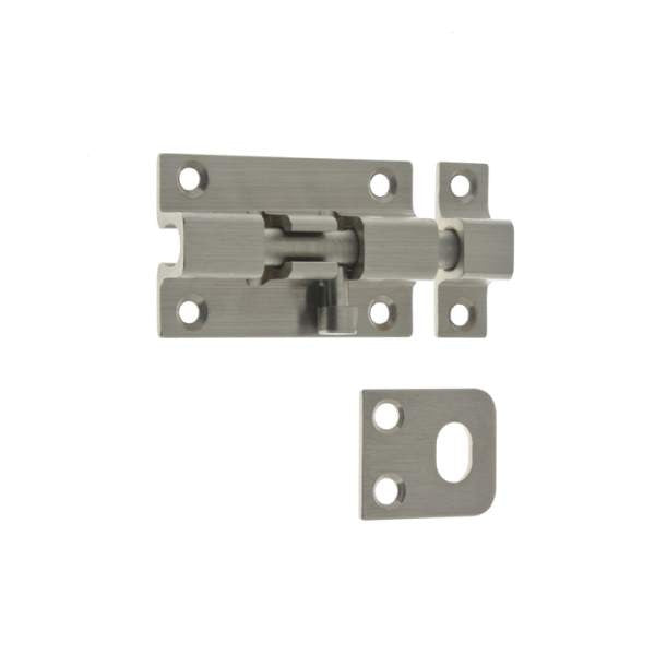IDH Brass 11285-015: 2-1/4" Solid Brass Security Barrel Bolt - Satin Nickel