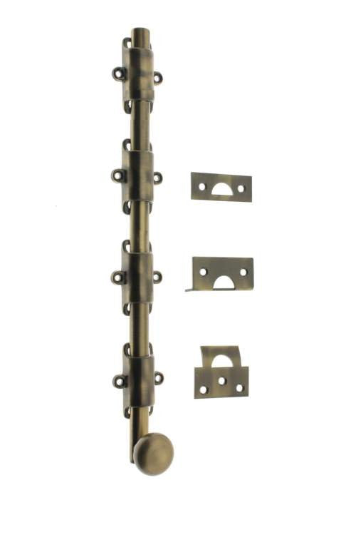 IDH Brass 11288-005: 36" Heavy Duty Surface Bolt w/Round Knob - Antique Brass