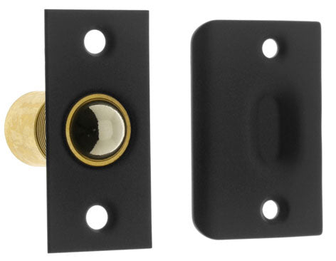 IDH Brass 12011-019: 2-1/8" Wide Square Roller Ball Catch - Matte Black