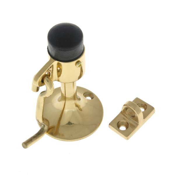 IDH Brass 13016-003: 4" Cup Wall Mount Door Stop w/Hook - Polished Brass