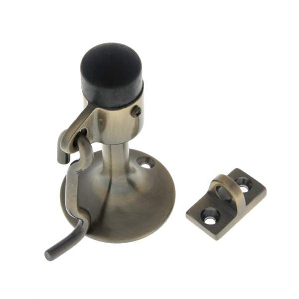 IDH Brass 13016-005: 4" Cup Wall Mount Door Stop w/Hook - Antique Brass