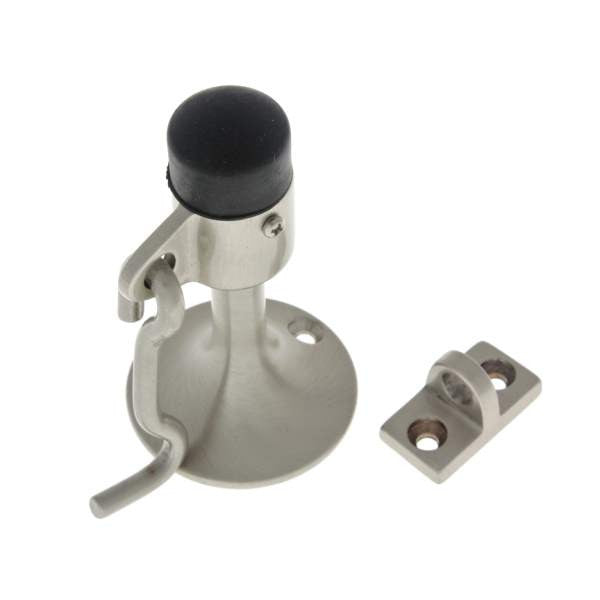 IDH Brass 13016-015: 4" Cup Wall Mount Door Stop w/Hook - Satin Nickel