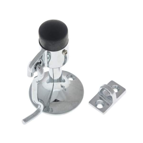 IDH Brass 13016-026: 4" Cup Wall Mount Door Stop w/Hook - Polished Chrome