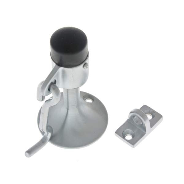 IDH Brass 13016-26D: 4" Cup Wall Mount Door Stop w/Hook - Satin Chrome
