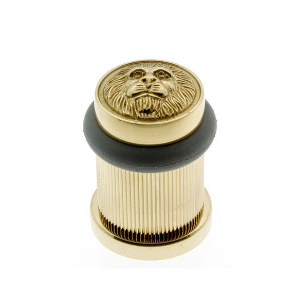 IDH Brass 13090-3NL: 2" Lion Head Bullet Door Stop - Unlacquered Polished Brass