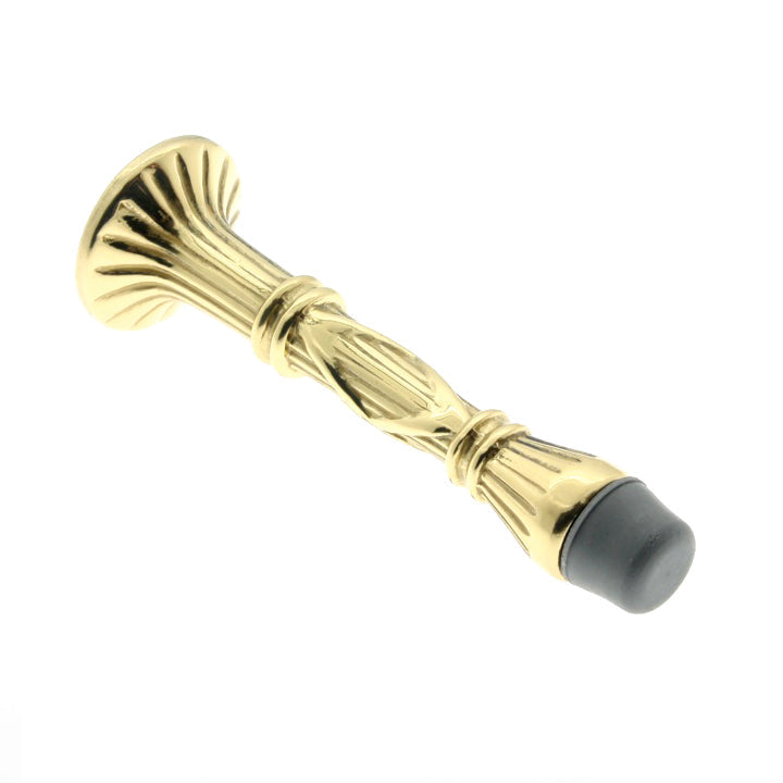 IDH Brass 13097-3NL: 4" Ribbon & Reed Arrow Base Door Stopper - Polished Brass No Lacquer