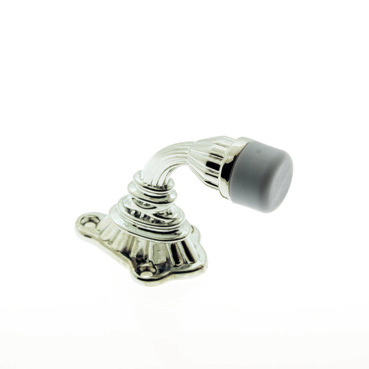 IDH Brass 13200-014: 2-1/4" Ribbon & Reed Crane Door Stop - Bright Nickel