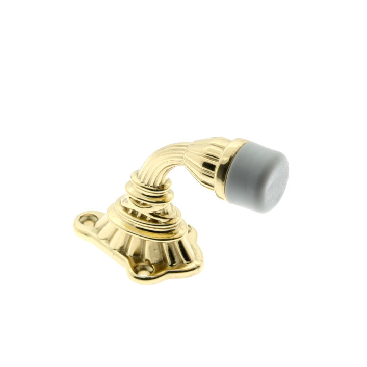 IDH Brass 13200-3NL: 2-1/4" Ribbon & Reed Crane Door Stop - Polished Brass No Lacquer