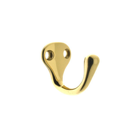 IDH Brass 17014-3NL: 1-3/8" Single Wall Hook - Unlacquered Polished Brass