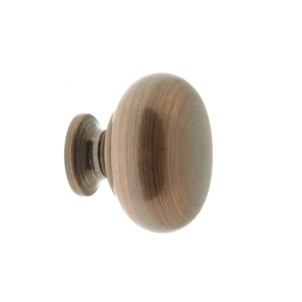 IDH Brass 21196-08A: 1" Classic Round Cabinet Knob - Antique Copper