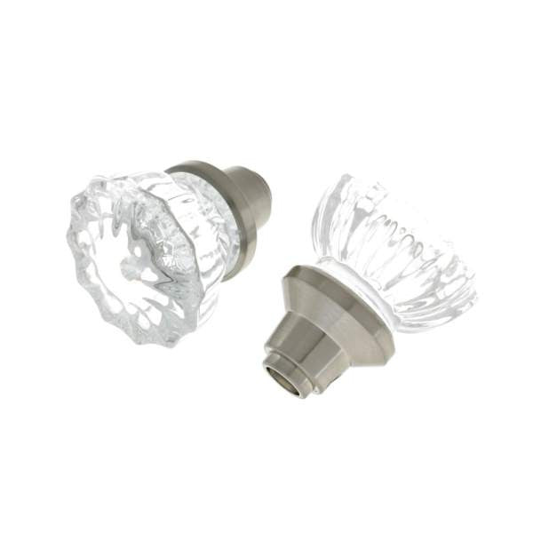 IDH Brass 21225-015: Glass Door Knob Set w/Decorative Base - Satin Nickel