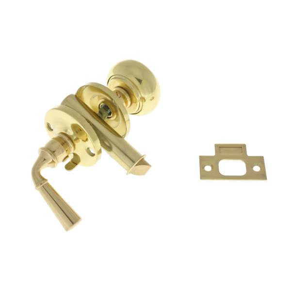 IDH Brass 21250-003: Storm Screen Door Latch Set w/Knob & Lever - Polished Brass