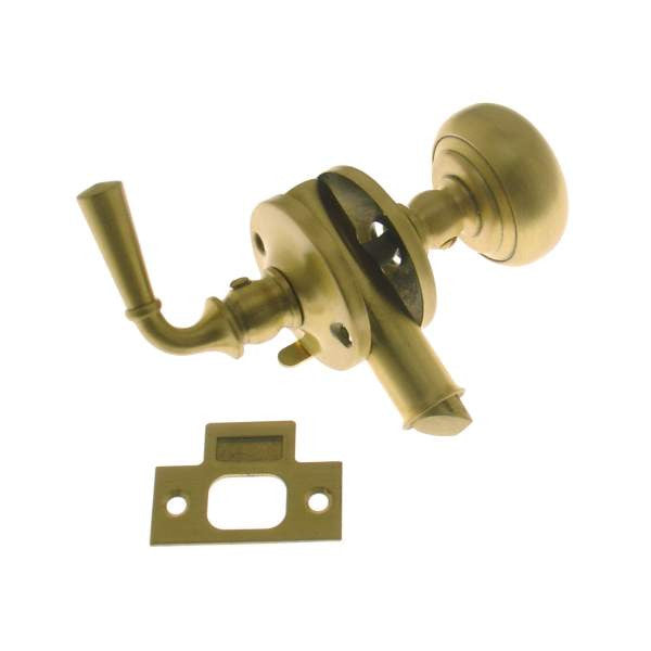 IDH Brass 21250-004: Storm Screen Door Latch Set w/Knob & Lever - Satin Brass