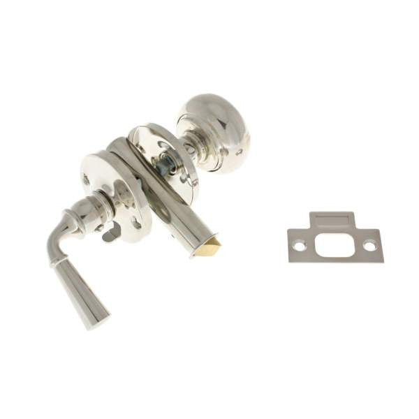 IDH Brass 21250-014: Storm Screen Door Latch Set w/Knob & Lever - Bright Nickel