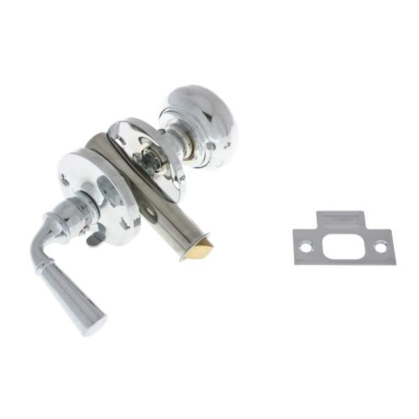 IDH Brass 21250-026: Storm Door Latch Set w/Knob & Lever - Polished Chrome