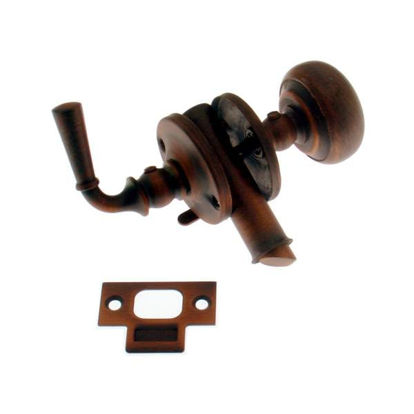 IDH Brass 21250-08A: Storm Screen Door Latch Set w/Knob & Lever - Antique Copper