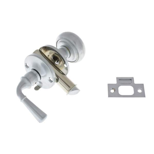 IDH Brass 21250-26D: Storm Screen Door Latch Set w/Knob & Lever - Satin Chrome