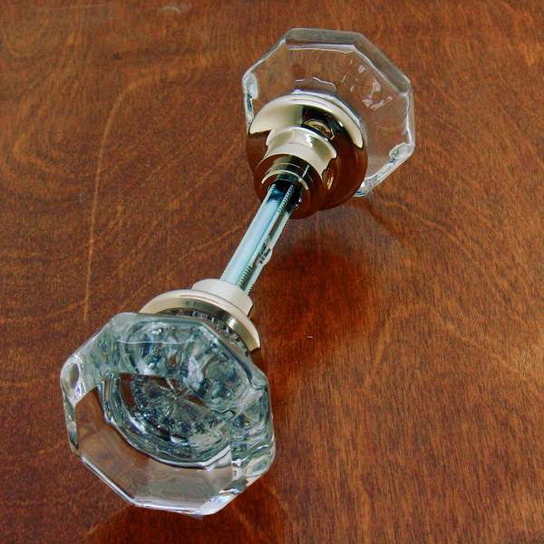 IDH Brass 21300-014: Octagonal Crystal Door Knob Set w/Shank  - Bright Nickel