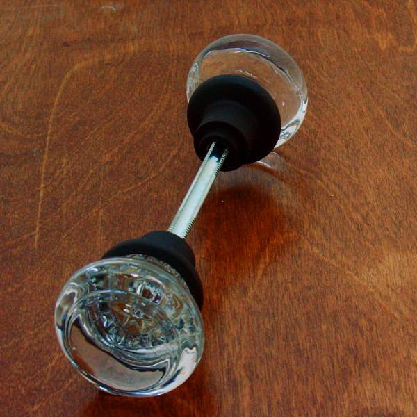 IDH Brass 21301-10B: Round Crystal Knob Set w/Solid Brass Shank - Oil Rub Bronze