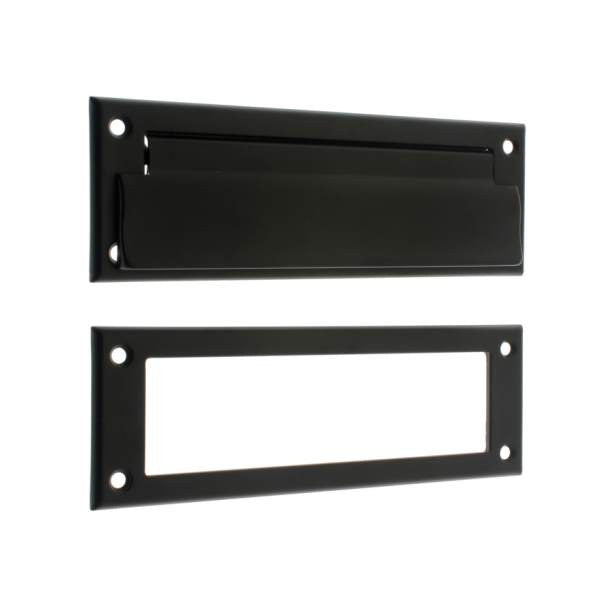 IDH Brass 22110-019: 8-3/4" Letter Mail Slot w/Open Back Plate - Matte Black
