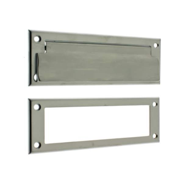 IDH Brass 22110-26D: 8-3/4" Letter Mail Slot w/Open Back Plate - Satin Chrome