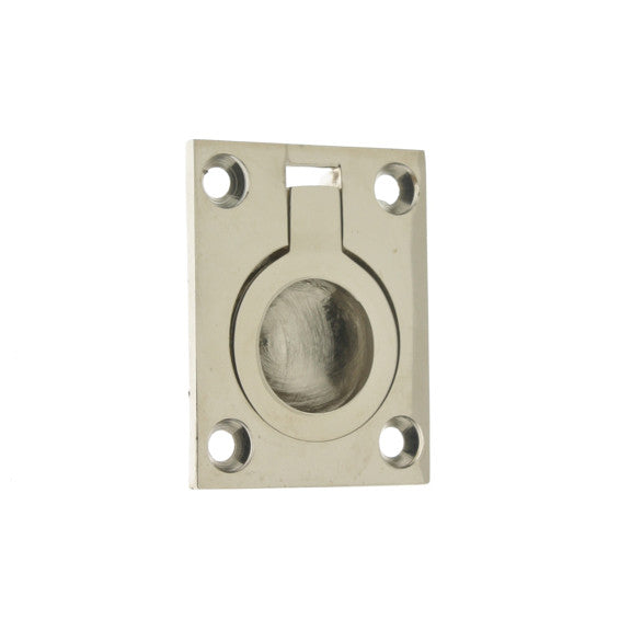 IDH Brass 25220-014: 1-3/4" Flush Ring Pull - Bright Nickel