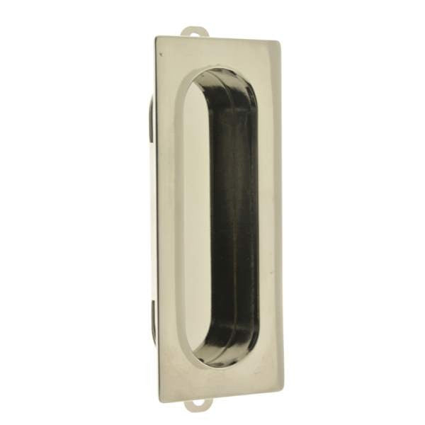 IDH Brass 25400-014: 3-1/8" Solid Brass Rectangular Flush Pull - Bright Nickel