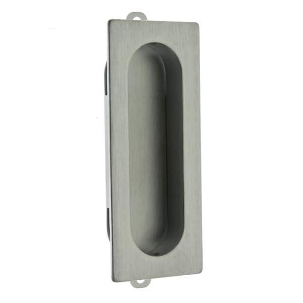 IDH Brass 25400-26D: 3-1/8" Solid Brass Rectangular Flush Pull - Satin Chrome