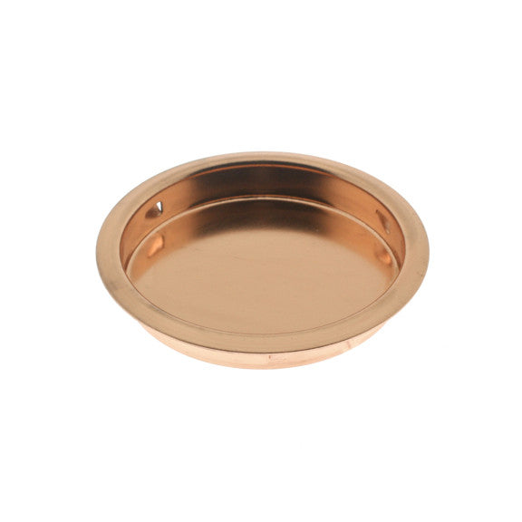 IDH Brass 25420-008: 2-1/8" Round Flush Sliding Door Pull - Bright Copper