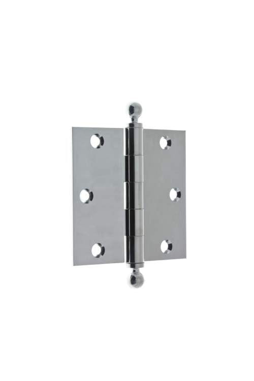 IDH 80102-026: 3-1/2" Ball Tip Loose Pin Door Hinge (Pair) - Polished Chrome