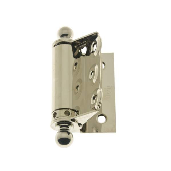 IDH 80320-014: 2-3/4" Half Mortise Spring Door Hinge (pair) - Bright Nickel