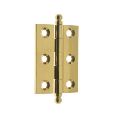 IDH 82015-003: 2 x 1-1/2" Cabinet Hinge w/Ball Finials (pair) - Polished Brass