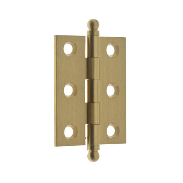 IDH 82015-004: 2 x 1-1/2" Cabinet Hinge w/Ball Finials (pair) - Satin Brass