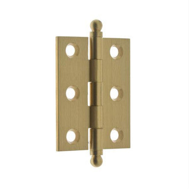 IDH 82015-004: 2 x 1-1/2" Cabinet Hinge w/Ball Finials (pair) - Satin Brass