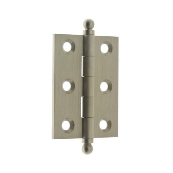 IDH 82015-015: 2 x 1-1/2" Cabinet Hinge w/Ball Finials (pair) - Satin Nickel