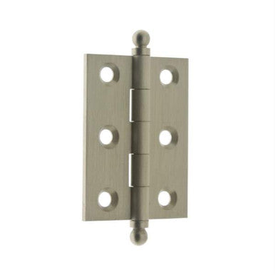 IDH 82015-015: 2 x 1-1/2" Cabinet Hinge w/Ball Finials (pair) - Satin Nickel