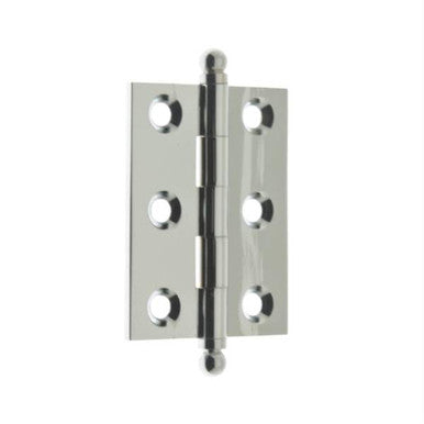 IDH 82015-026: 2 x 1-1/2" Cabinet  Hinge w/Ball Finials (pair) - Polished Chrome